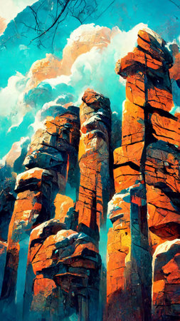 rock wall road collage abstract illustration backgroundの写真素材