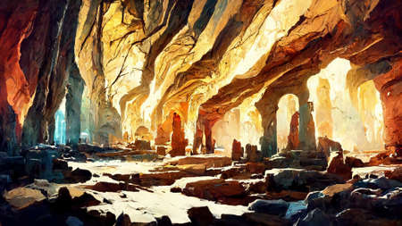 Wall paintings in caves concept backgroundの写真素材
