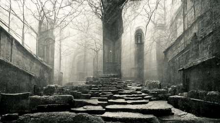 Texture dark concrete floor with mist or fogの写真素材