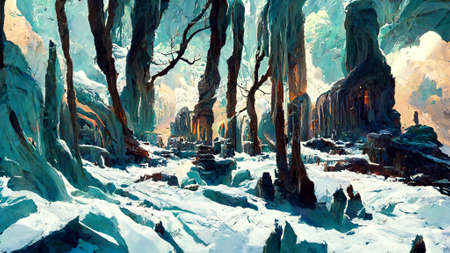 Mayan civilization Snow and ice forest land caveの写真素材