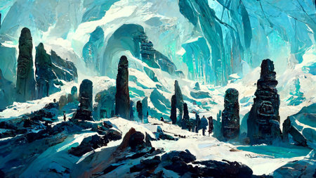 Mayan civilization Snow and ice forest land caveの写真素材