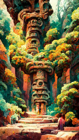 forest Maya ancient culture. Aztec and Inca civilizationの写真素材