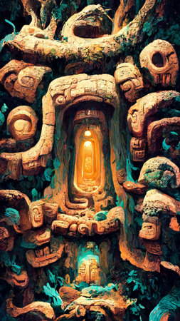 Mayan civilization forest land caveの写真素材