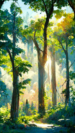 forest in the sunny morningの写真素材