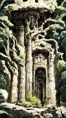 forest old ruin of Greek city or Roman empire historicalの写真素材