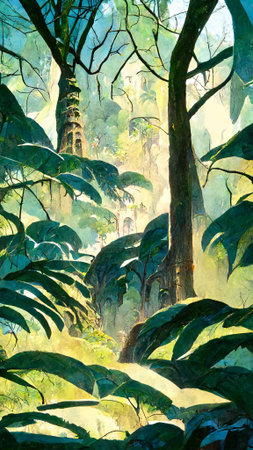 Rainforest forest in the sunny morning
