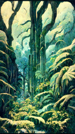 Tropical Rainforest Landscape Tropical forest in the night