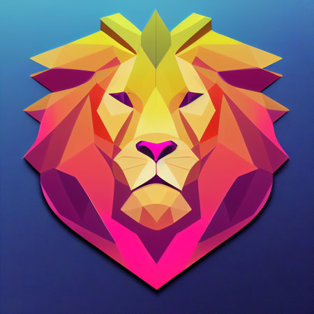depicting lion abstract app iconの写真素材