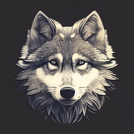 realistic detailed app icon depicting a wolfの写真素材