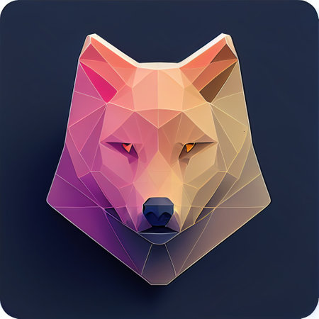 wolf lowpoly abstract app iconの写真素材