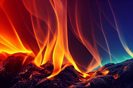 Beautiful fire wallpaper 3D renderingの写真素材