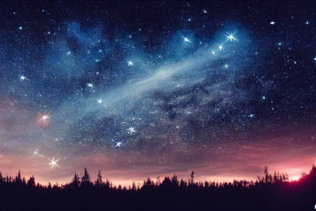 Christmas Starry Sky Scene 3D illustration