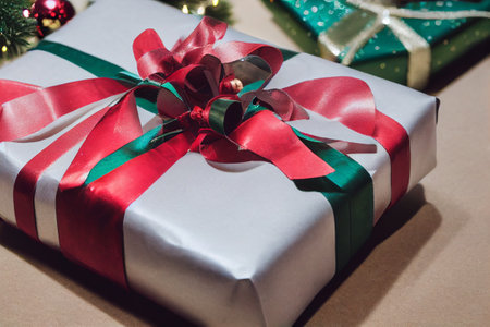 Christmas Gift Wrapping 3D illustrationの写真素材