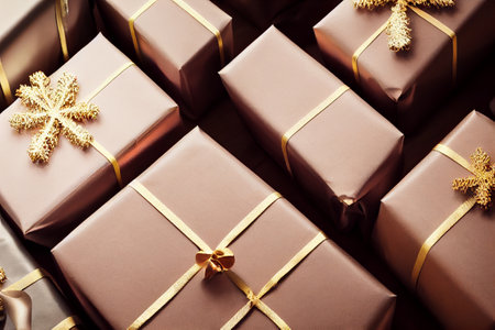 Christmas Gift Wrapping 3D illustrationの写真素材