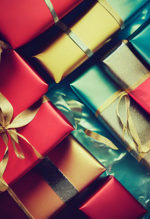 Christmas Gift Wrapping 3D illustrationの写真素材