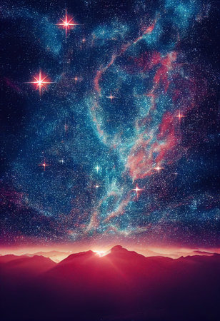 Christmas Starry Sky Scene 3D illustration