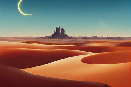 dunes cactus desert illustrator backgroundの写真素材
