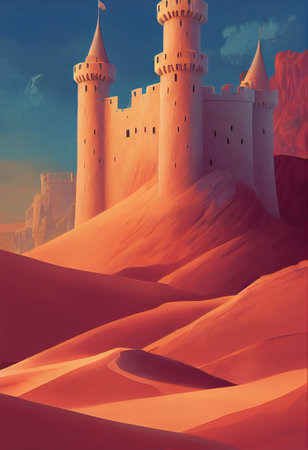 Desert style castle illustrator backgroundの写真素材
