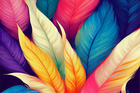 Abstract Colorful Feathers rendering artの写真素材
