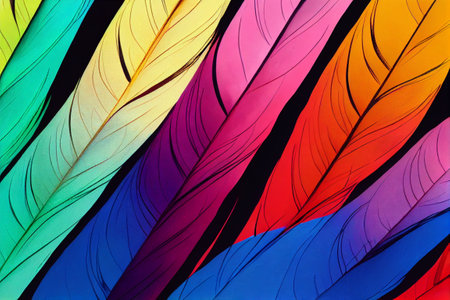 Abstract Colorful Feathers rendering artの写真素材
