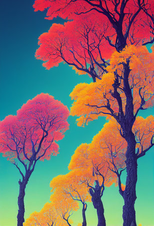 intricate trees fantasy forest line art beautifulの写真素材