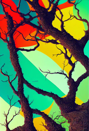 intricate trees fantasy forest line art beautifulの写真素材