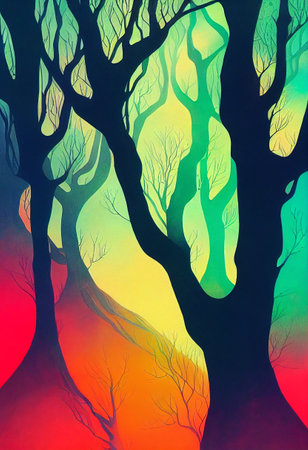 intricate trees fantasy forest line art beautifulの写真素材