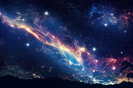 dazzling starry sky cosmic starry sky background materialの写真素材
