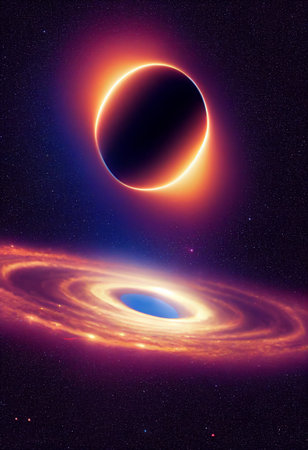 Rendering of the black hole of the galaxy in the starry skl