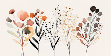watercolor Plane minimalist subtle flowers