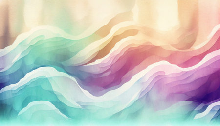 Watercolor texture waves soft color w wavy backgroundの写真素材