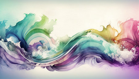 Watercolor texture waves soft color w wavy backgroundの写真素材
