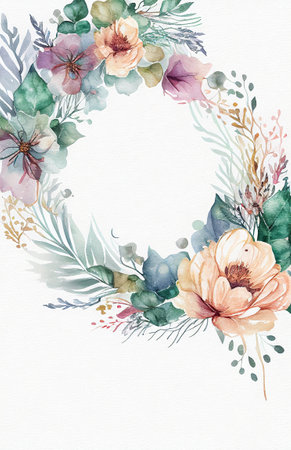 Watercolor Floral Invitation Card Templateの写真素材