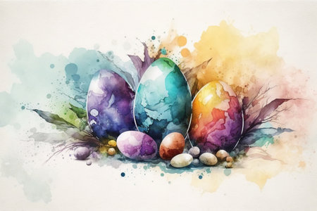 Easter watercolor abstract background for business designの写真素材