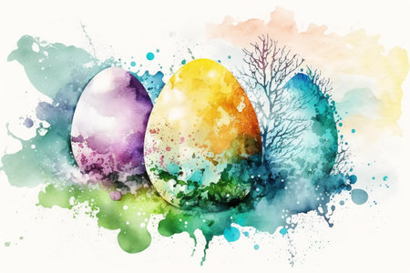 Easter watercolor abstract background for business designの写真素材