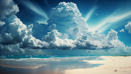 Beach background sky and cloudsの写真素材