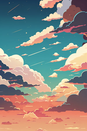 2D flat sky pattern backgroundの写真素材