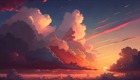 Sunset sky with soft cloudsの写真素材