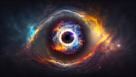 Beautiful colorful galaxy background illustration by eyesの写真素材