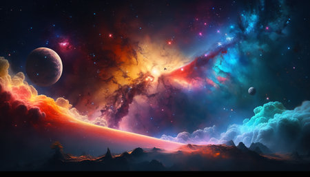 Beautiful colorful galaxy background illustrationの写真素材