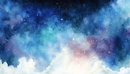 Watercolor dazzling starry sky universe starry sky backgroundの写真素材