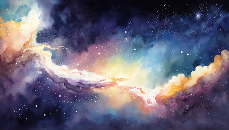 Watercolor dazzling starry sky wallpaper universe starry skyの写真素材