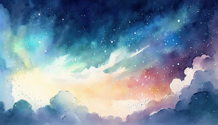 Watercolor dazzling starry sky wallpaper universe starry skyの写真素材
