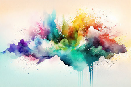 Abstract colorful watercolor background, Generative AIの素材