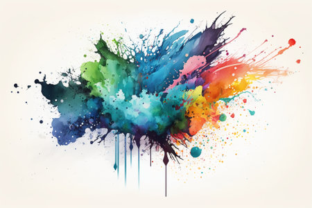 colorful watercolor stains on white background, Generative AIの素材