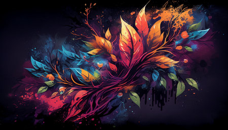 Vibrant Glowing Wallpaper watercolor styleの写真素材