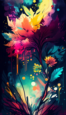 Vibrant Glowing Wallpaper watercolor styleの写真素材