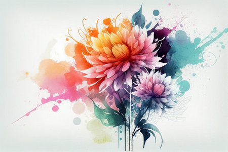 Flower watercolor art background. Wallpaper designの写真素材