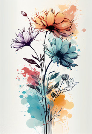 Flower watercolor art background vector. Wallpaper designの写真素材