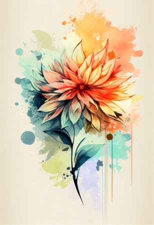 Flower watercolor art background. Wallpaper designの写真素材